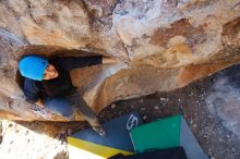 Bouldering in Hueco Tanks on 01/26/2019 with Blue Lizard Climbing and Yoga

Filename: SRM_20190126_1105220.jpg
Aperture: f/5.0
Shutter Speed: 1/250
Body: Canon EOS-1D Mark II
Lens: Canon EF 16-35mm f/2.8 L