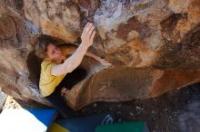 Bouldering in Hueco Tanks on 01/26/2019 with Blue Lizard Climbing and Yoga

Filename: SRM_20190126_1109340.jpg
Aperture: f/6.3
Shutter Speed: 1/250
Body: Canon EOS-1D Mark II
Lens: Canon EF 16-35mm f/2.8 L