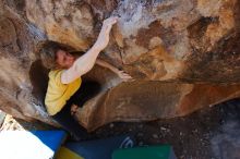 Bouldering in Hueco Tanks on 01/26/2019 with Blue Lizard Climbing and Yoga

Filename: SRM_20190126_1109350.jpg
Aperture: f/6.3
Shutter Speed: 1/250
Body: Canon EOS-1D Mark II
Lens: Canon EF 16-35mm f/2.8 L