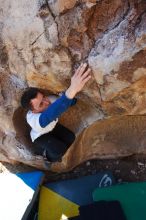 Bouldering in Hueco Tanks on 01/26/2019 with Blue Lizard Climbing and Yoga

Filename: SRM_20190126_1111200.jpg
Aperture: f/5.6
Shutter Speed: 1/250
Body: Canon EOS-1D Mark II
Lens: Canon EF 16-35mm f/2.8 L