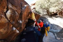 Bouldering in Hueco Tanks on 01/26/2019 with Blue Lizard Climbing and Yoga

Filename: SRM_20190126_1120430.jpg
Aperture: f/6.3
Shutter Speed: 1/250
Body: Canon EOS-1D Mark II
Lens: Canon EF 16-35mm f/2.8 L