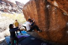 Bouldering in Hueco Tanks on 01/26/2019 with Blue Lizard Climbing and Yoga

Filename: SRM_20190126_1127340.jpg
Aperture: f/5.6
Shutter Speed: 1/250
Body: Canon EOS-1D Mark II
Lens: Canon EF 16-35mm f/2.8 L
