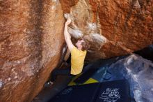 Bouldering in Hueco Tanks on 01/26/2019 with Blue Lizard Climbing and Yoga

Filename: SRM_20190126_1135010.jpg
Aperture: f/3.5
Shutter Speed: 1/250
Body: Canon EOS-1D Mark II
Lens: Canon EF 16-35mm f/2.8 L