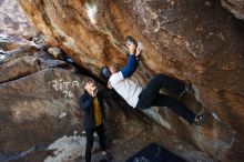 Bouldering in Hueco Tanks on 01/26/2019 with Blue Lizard Climbing and Yoga

Filename: SRM_20190126_1235280.jpg
Aperture: f/5.6
Shutter Speed: 1/200
Body: Canon EOS-1D Mark II
Lens: Canon EF 16-35mm f/2.8 L