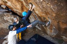 Bouldering in Hueco Tanks on 01/26/2019 with Blue Lizard Climbing and Yoga

Filename: SRM_20190126_1239360.jpg
Aperture: f/4.5
Shutter Speed: 1/200
Body: Canon EOS-1D Mark II
Lens: Canon EF 16-35mm f/2.8 L