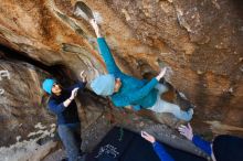 Bouldering in Hueco Tanks on 01/26/2019 with Blue Lizard Climbing and Yoga

Filename: SRM_20190126_1242181.jpg
Aperture: f/4.5
Shutter Speed: 1/200
Body: Canon EOS-1D Mark II
Lens: Canon EF 16-35mm f/2.8 L