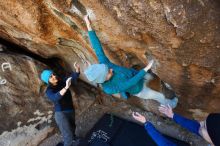 Bouldering in Hueco Tanks on 01/26/2019 with Blue Lizard Climbing and Yoga

Filename: SRM_20190126_1242190.jpg
Aperture: f/4.5
Shutter Speed: 1/200
Body: Canon EOS-1D Mark II
Lens: Canon EF 16-35mm f/2.8 L