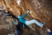 Bouldering in Hueco Tanks on 01/26/2019 with Blue Lizard Climbing and Yoga

Filename: SRM_20190126_1242340.jpg
Aperture: f/5.0
Shutter Speed: 1/200
Body: Canon EOS-1D Mark II
Lens: Canon EF 16-35mm f/2.8 L