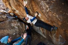 Bouldering in Hueco Tanks on 01/26/2019 with Blue Lizard Climbing and Yoga

Filename: SRM_20190126_1245230.jpg
Aperture: f/5.0
Shutter Speed: 1/250
Body: Canon EOS-1D Mark II
Lens: Canon EF 16-35mm f/2.8 L