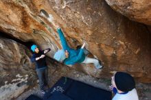 Bouldering in Hueco Tanks on 01/26/2019 with Blue Lizard Climbing and Yoga

Filename: SRM_20190126_1245370.jpg
Aperture: f/4.0
Shutter Speed: 1/250
Body: Canon EOS-1D Mark II
Lens: Canon EF 16-35mm f/2.8 L