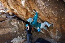 Bouldering in Hueco Tanks on 01/26/2019 with Blue Lizard Climbing and Yoga

Filename: SRM_20190126_1245420.jpg
Aperture: f/4.5
Shutter Speed: 1/250
Body: Canon EOS-1D Mark II
Lens: Canon EF 16-35mm f/2.8 L