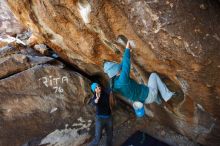 Bouldering in Hueco Tanks on 01/26/2019 with Blue Lizard Climbing and Yoga

Filename: SRM_20190126_1245430.jpg
Aperture: f/4.5
Shutter Speed: 1/250
Body: Canon EOS-1D Mark II
Lens: Canon EF 16-35mm f/2.8 L