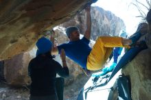 Bouldering in Hueco Tanks on 01/26/2019 with Blue Lizard Climbing and Yoga

Filename: SRM_20190126_1313200.jpg
Aperture: f/4.5
Shutter Speed: 1/400
Body: Canon EOS-1D Mark II
Lens: Canon EF 50mm f/1.8 II