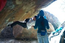 Bouldering in Hueco Tanks on 01/26/2019 with Blue Lizard Climbing and Yoga

Filename: SRM_20190126_1316460.jpg
Aperture: f/4.0
Shutter Speed: 1/250
Body: Canon EOS-1D Mark II
Lens: Canon EF 50mm f/1.8 II