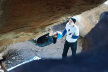 Bouldering in Hueco Tanks on 01/26/2019 with Blue Lizard Climbing and Yoga

Filename: SRM_20190126_1331300.jpg
Aperture: f/3.5
Shutter Speed: 1/250
Body: Canon EOS-1D Mark II
Lens: Canon EF 50mm f/1.8 II