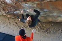 Bouldering in Hueco Tanks on 01/26/2019 with Blue Lizard Climbing and Yoga

Filename: SRM_20190126_1340080.jpg
Aperture: f/3.2
Shutter Speed: 1/250
Body: Canon EOS-1D Mark II
Lens: Canon EF 50mm f/1.8 II