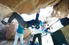 Bouldering in Hueco Tanks on 01/26/2019 with Blue Lizard Climbing and Yoga

Filename: SRM_20190126_1341090.jpg
Aperture: f/4.5
Shutter Speed: 1/250
Body: Canon EOS-1D Mark II
Lens: Canon EF 16-35mm f/2.8 L