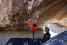 Bouldering in Hueco Tanks on 01/26/2019 with Blue Lizard Climbing and Yoga

Filename: SRM_20190126_1405160.jpg
Aperture: f/3.5
Shutter Speed: 1/250
Body: Canon EOS-1D Mark II
Lens: Canon EF 16-35mm f/2.8 L