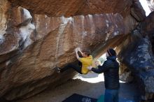 Bouldering in Hueco Tanks on 01/26/2019 with Blue Lizard Climbing and Yoga

Filename: SRM_20190126_1422000.jpg
Aperture: f/5.0
Shutter Speed: 1/250
Body: Canon EOS-1D Mark II
Lens: Canon EF 16-35mm f/2.8 L