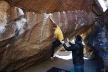 Bouldering in Hueco Tanks on 01/26/2019 with Blue Lizard Climbing and Yoga

Filename: SRM_20190126_1422020.jpg
Aperture: f/5.0
Shutter Speed: 1/250
Body: Canon EOS-1D Mark II
Lens: Canon EF 16-35mm f/2.8 L