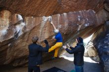 Bouldering in Hueco Tanks on 01/26/2019 with Blue Lizard Climbing and Yoga

Filename: SRM_20190126_1425110.jpg
Aperture: f/5.0
Shutter Speed: 1/250
Body: Canon EOS-1D Mark II
Lens: Canon EF 16-35mm f/2.8 L