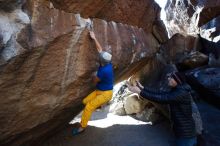 Bouldering in Hueco Tanks on 01/26/2019 with Blue Lizard Climbing and Yoga

Filename: SRM_20190126_1426380.jpg
Aperture: f/5.6
Shutter Speed: 1/250
Body: Canon EOS-1D Mark II
Lens: Canon EF 16-35mm f/2.8 L