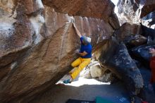 Bouldering in Hueco Tanks on 01/26/2019 with Blue Lizard Climbing and Yoga

Filename: SRM_20190126_1431590.jpg
Aperture: f/5.0
Shutter Speed: 1/250
Body: Canon EOS-1D Mark II
Lens: Canon EF 16-35mm f/2.8 L