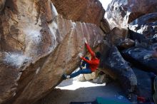 Bouldering in Hueco Tanks on 01/26/2019 with Blue Lizard Climbing and Yoga

Filename: SRM_20190126_1434000.jpg
Aperture: f/5.0
Shutter Speed: 1/250
Body: Canon EOS-1D Mark II
Lens: Canon EF 16-35mm f/2.8 L