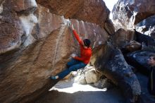 Bouldering in Hueco Tanks on 01/26/2019 with Blue Lizard Climbing and Yoga

Filename: SRM_20190126_1435280.jpg
Aperture: f/5.0
Shutter Speed: 1/250
Body: Canon EOS-1D Mark II
Lens: Canon EF 16-35mm f/2.8 L