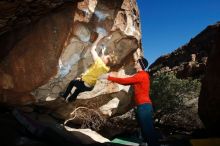 Bouldering in Hueco Tanks on 01/26/2019 with Blue Lizard Climbing and Yoga

Filename: SRM_20190126_1559360.jpg
Aperture: f/8.0
Shutter Speed: 1/250
Body: Canon EOS-1D Mark II
Lens: Canon EF 16-35mm f/2.8 L