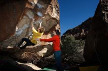 Bouldering in Hueco Tanks on 01/26/2019 with Blue Lizard Climbing and Yoga

Filename: SRM_20190126_1600060.jpg
Aperture: f/6.3
Shutter Speed: 1/250
Body: Canon EOS-1D Mark II
Lens: Canon EF 16-35mm f/2.8 L