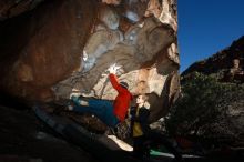 Bouldering in Hueco Tanks on 01/26/2019 with Blue Lizard Climbing and Yoga

Filename: SRM_20190126_1604430.jpg
Aperture: f/6.3
Shutter Speed: 1/250
Body: Canon EOS-1D Mark II
Lens: Canon EF 16-35mm f/2.8 L