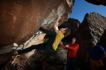Bouldering in Hueco Tanks on 01/26/2019 with Blue Lizard Climbing and Yoga

Filename: SRM_20190126_1610160.jpg
Aperture: f/6.3
Shutter Speed: 1/250
Body: Canon EOS-1D Mark II
Lens: Canon EF 16-35mm f/2.8 L