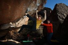 Bouldering in Hueco Tanks on 01/26/2019 with Blue Lizard Climbing and Yoga

Filename: SRM_20190126_1612480.jpg
Aperture: f/6.3
Shutter Speed: 1/250
Body: Canon EOS-1D Mark II
Lens: Canon EF 16-35mm f/2.8 L
