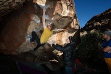 Bouldering in Hueco Tanks on 01/26/2019 with Blue Lizard Climbing and Yoga

Filename: SRM_20190126_1642290.jpg
Aperture: f/6.3
Shutter Speed: 1/250
Body: Canon EOS-1D Mark II
Lens: Canon EF 16-35mm f/2.8 L
