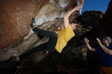 Bouldering in Hueco Tanks on 01/26/2019 with Blue Lizard Climbing and Yoga

Filename: SRM_20190126_1659330.jpg
Aperture: f/6.3
Shutter Speed: 1/250
Body: Canon EOS-1D Mark II
Lens: Canon EF 16-35mm f/2.8 L