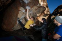 Bouldering in Hueco Tanks on 01/26/2019 with Blue Lizard Climbing and Yoga

Filename: SRM_20190126_1709300.jpg
Aperture: f/6.3
Shutter Speed: 1/250
Body: Canon EOS-1D Mark II
Lens: Canon EF 16-35mm f/2.8 L