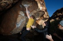 Bouldering in Hueco Tanks on 01/26/2019 with Blue Lizard Climbing and Yoga

Filename: SRM_20190126_1709430.jpg
Aperture: f/6.3
Shutter Speed: 1/250
Body: Canon EOS-1D Mark II
Lens: Canon EF 16-35mm f/2.8 L