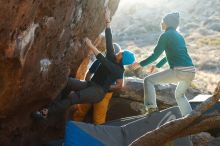 Bouldering in Hueco Tanks on 01/26/2019 with Blue Lizard Climbing and Yoga

Filename: SRM_20190126_1800090.jpg
Aperture: f/4.0
Shutter Speed: 1/250
Body: Canon EOS-1D Mark II
Lens: Canon EF 50mm f/1.8 II