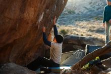 Bouldering in Hueco Tanks on 01/26/2019 with Blue Lizard Climbing and Yoga

Filename: SRM_20190126_1809290.jpg
Aperture: f/4.0
Shutter Speed: 1/250
Body: Canon EOS-1D Mark II
Lens: Canon EF 50mm f/1.8 II