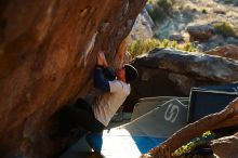 Bouldering in Hueco Tanks on 01/26/2019 with Blue Lizard Climbing and Yoga

Filename: SRM_20190126_1810220.jpg
Aperture: f/4.0
Shutter Speed: 1/250
Body: Canon EOS-1D Mark II
Lens: Canon EF 50mm f/1.8 II