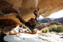 Bouldering in Hueco Tanks on 01/27/2019 with Blue Lizard Climbing and Yoga

Filename: SRM_20190127_1011240.jpg
Aperture: f/8.0
Shutter Speed: 1/250
Body: Canon EOS-1D Mark II
Lens: Canon EF 16-35mm f/2.8 L