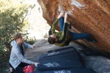 Bouldering in Hueco Tanks on 01/27/2019 with Blue Lizard Climbing and Yoga

Filename: SRM_20190127_1149520.jpg
Aperture: f/3.2
Shutter Speed: 1/400
Body: Canon EOS-1D Mark II
Lens: Canon EF 50mm f/1.8 II