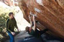 Bouldering in Hueco Tanks on 01/27/2019 with Blue Lizard Climbing and Yoga

Filename: SRM_20190127_1151200.jpg
Aperture: f/3.2
Shutter Speed: 1/500
Body: Canon EOS-1D Mark II
Lens: Canon EF 50mm f/1.8 II