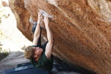 Bouldering in Hueco Tanks on 01/27/2019 with Blue Lizard Climbing and Yoga

Filename: SRM_20190127_1155320.jpg
Aperture: f/3.2
Shutter Speed: 1/400
Body: Canon EOS-1D Mark II
Lens: Canon EF 50mm f/1.8 II