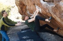 Bouldering in Hueco Tanks on 01/27/2019 with Blue Lizard Climbing and Yoga

Filename: SRM_20190127_1155460.jpg
Aperture: f/3.2
Shutter Speed: 1/500
Body: Canon EOS-1D Mark II
Lens: Canon EF 50mm f/1.8 II