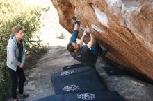Bouldering in Hueco Tanks on 01/27/2019 with Blue Lizard Climbing and Yoga

Filename: SRM_20190127_1208500.jpg
Aperture: f/2.5
Shutter Speed: 1/640
Body: Canon EOS-1D Mark II
Lens: Canon EF 50mm f/1.8 II