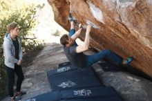 Bouldering in Hueco Tanks on 01/27/2019 with Blue Lizard Climbing and Yoga

Filename: SRM_20190127_1209060.jpg
Aperture: f/2.5
Shutter Speed: 1/640
Body: Canon EOS-1D Mark II
Lens: Canon EF 50mm f/1.8 II