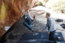 Bouldering in Hueco Tanks on 01/27/2019 with Blue Lizard Climbing and Yoga

Filename: SRM_20190127_1215120.jpg
Aperture: f/3.2
Shutter Speed: 1/640
Body: Canon EOS-1D Mark II
Lens: Canon EF 50mm f/1.8 II