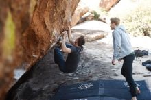 Bouldering in Hueco Tanks on 01/27/2019 with Blue Lizard Climbing and Yoga

Filename: SRM_20190127_1215140.jpg
Aperture: f/3.2
Shutter Speed: 1/640
Body: Canon EOS-1D Mark II
Lens: Canon EF 50mm f/1.8 II